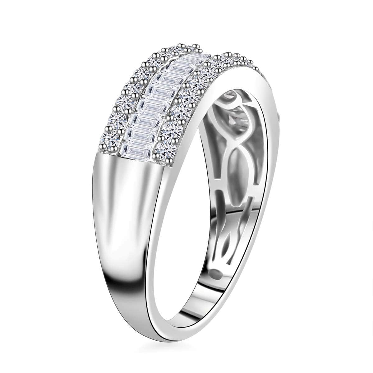 Luxuriant Lab Grown Diamond SI 1.00 ctw Dazzling Serenity Band Ring in Rhodium Over Sterling Silver (Size 7.0) image number 3