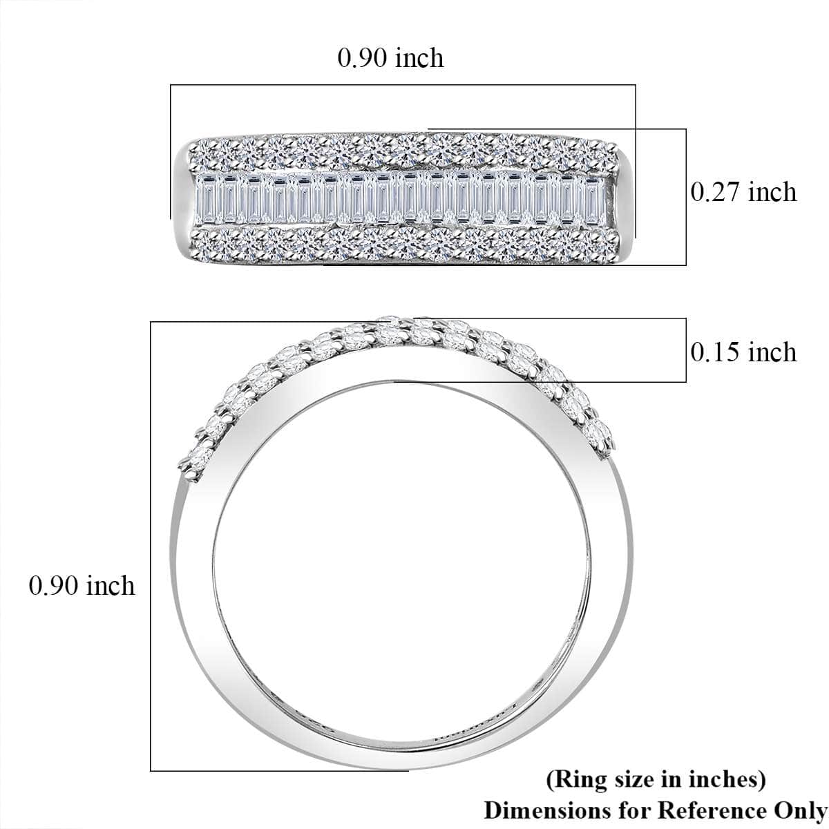 Luxuriant Lab Grown Diamond SI 1.00 ctw Dazzling Serenity Band Ring in Rhodium Over Sterling Silver (Size 7.0) image number 5