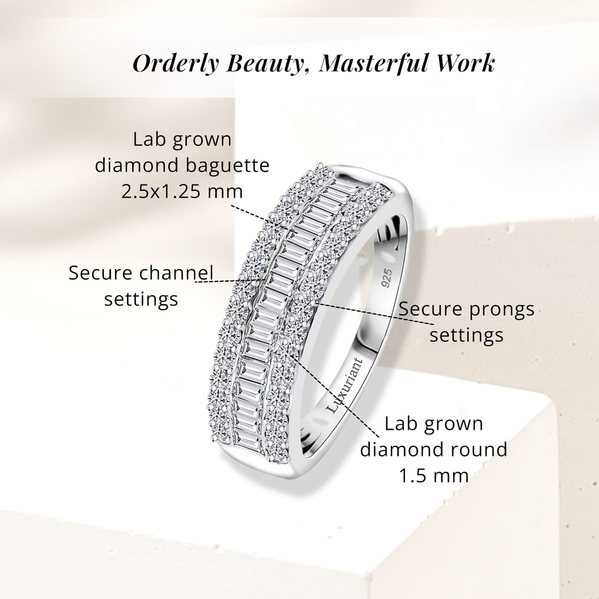 Luxuriant Lab Grown Diamond SI 1.00 ctw Dazzling Serenity Band Ring in Rhodium Over Sterling Silver (Size 8.0) image number 5