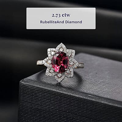 Certified & Appraised Luxoro 14K Yellow Gold AAAA Akwanga Rubellite, Diamond (G-H, I2) (0.53 cts) Floral Ring (Size 14.0) (4.50 g) 2.73 ctw