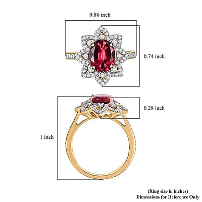 Certified & Appraised Luxoro 14K Yellow Gold AAAA Akwanga Rubellite, Diamond (G-H, I2) (0.53 cts) Floral Ring (Size 5.0) (4.50 g) 2.73 ctw