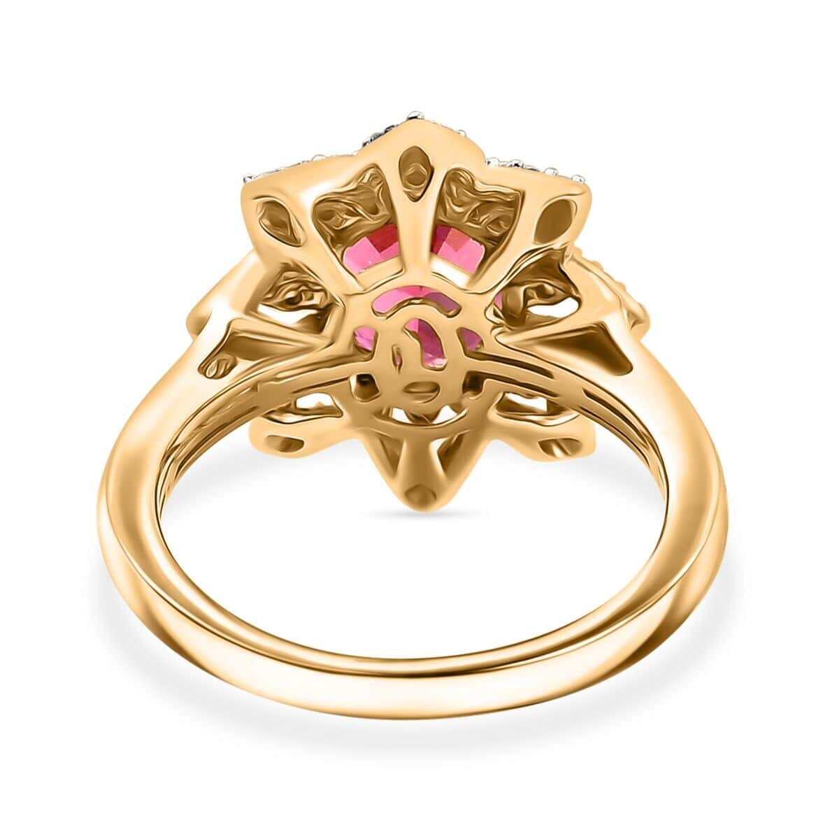 Doorbuster Certified & Appraised Luxoro AAA Ouro Fino Rubellite and G-H I2 Diamond 2.73 ctw Ring in 14K Yellow Gold (Size 10.0) 4.50 Grams (Del. in 7-10 Days) image number 4