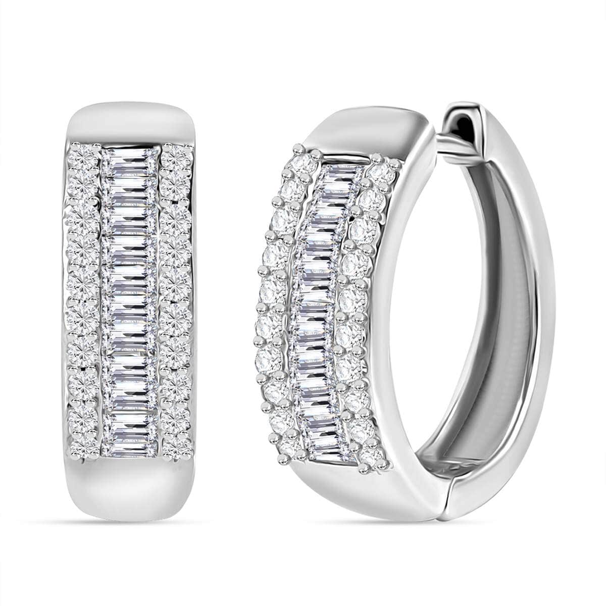 Luxuriant Lab Grown Diamond SI 1.00 ctw Hoop Earrings in Rhodium Over Sterling Silver image number 0