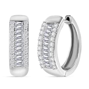 Luxuriant Lab Grown Diamond SI 1.00 ctw Hoop Earrings in Rhodium Over Sterling Silver