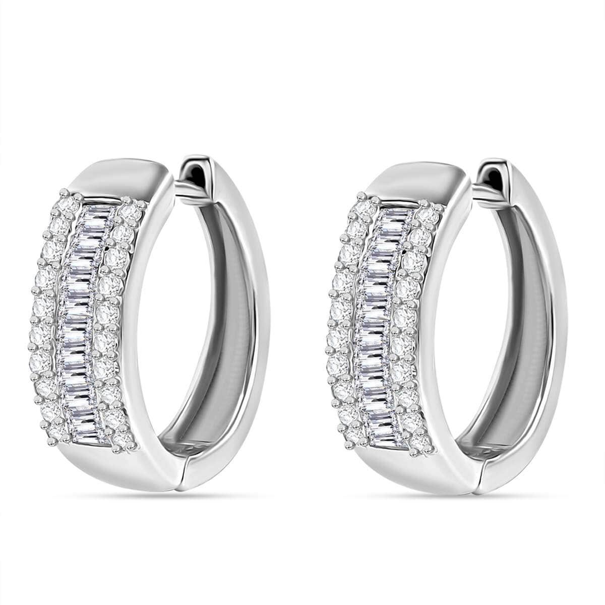 Luxuriant Lab Grown Diamond SI 1.00 ctw Hoop Earrings in Rhodium Over Sterling Silver image number 3