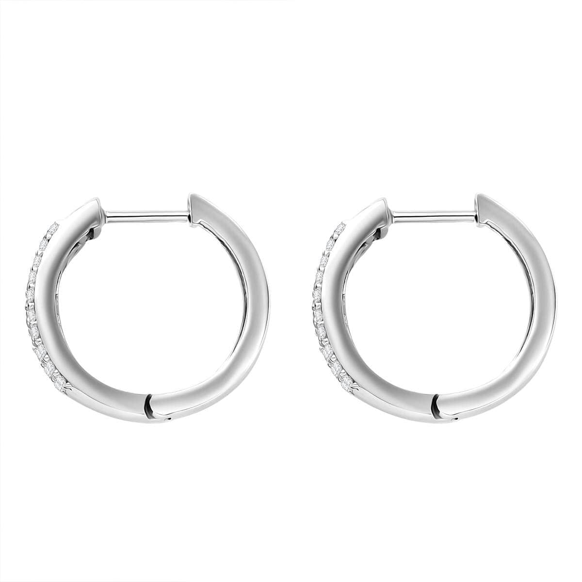 Luxuriant Lab Grown Diamond SI 1.00 ctw Hoop Earrings in Rhodium Over Sterling Silver image number 4