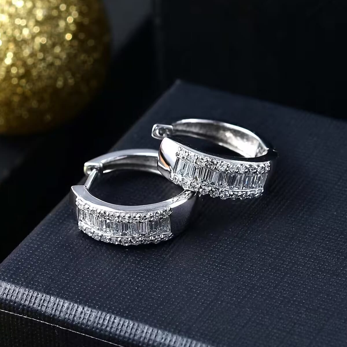 Luxuriant Lab Grown Diamond SI 1.00 ctw Hoop Earrings in Rhodium Over Sterling Silver image number 7