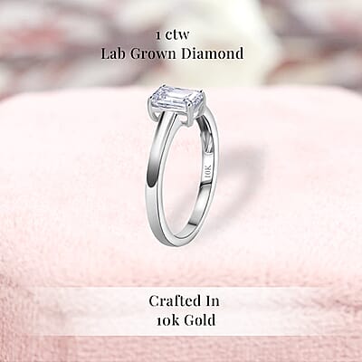 IGI Certified Luxuriant Lab Grown Diamond E-F VS 1.00 ctw Solitaire Ring in 10K White Gold (Size 8.0)