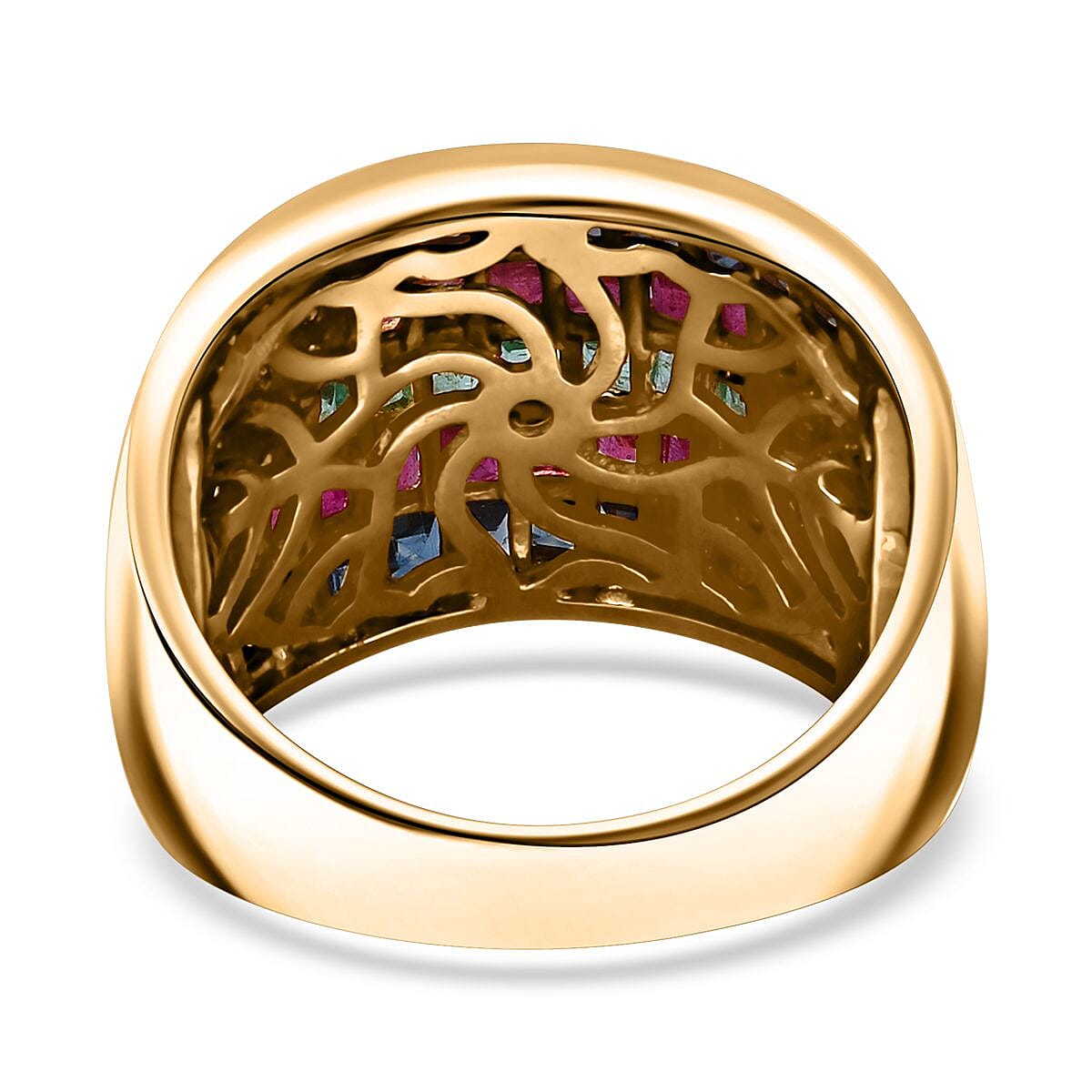 Multi Gemstone 3.20 ctw Prismatic Symphony Ring in Vermeil Yellow Gold Over Sterling Silver (Size 8.0) image number 4