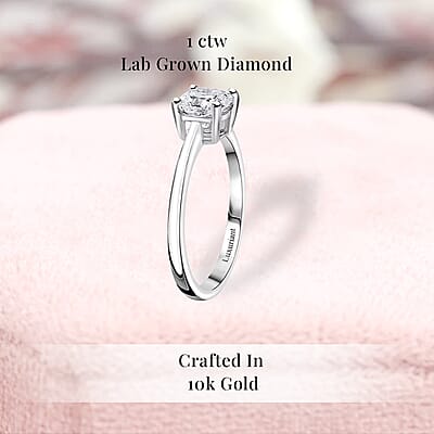 IGI Certified Luxuriant Lab Grown Diamond E-F VS 1.00 ctw Solitaire Ring in 10K White Gold (Size 10.0)