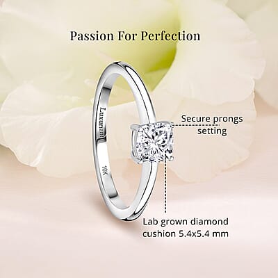 IGI Certified Luxuriant Lab Grown Diamond E-F VS 1.00 ctw Solitaire Ring in 10K White Gold (Size 10.0)