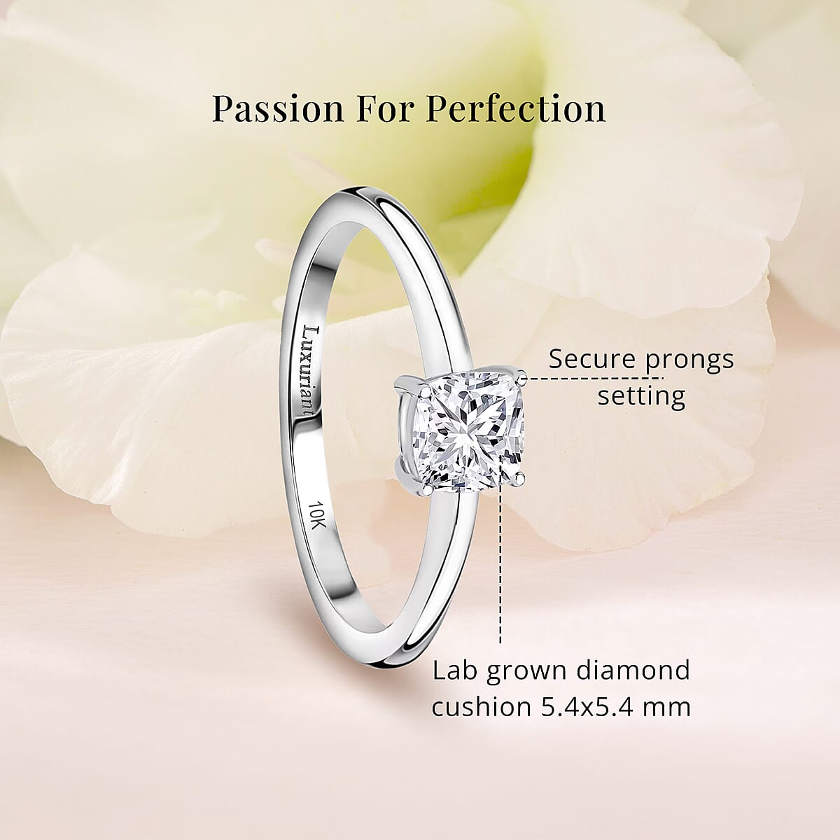 IGI Certified Luxuriant Lab Grown Diamond E-F VS 1.00 ctw Solitaire Ring in 10K White Gold (Size 7.0) image number 5