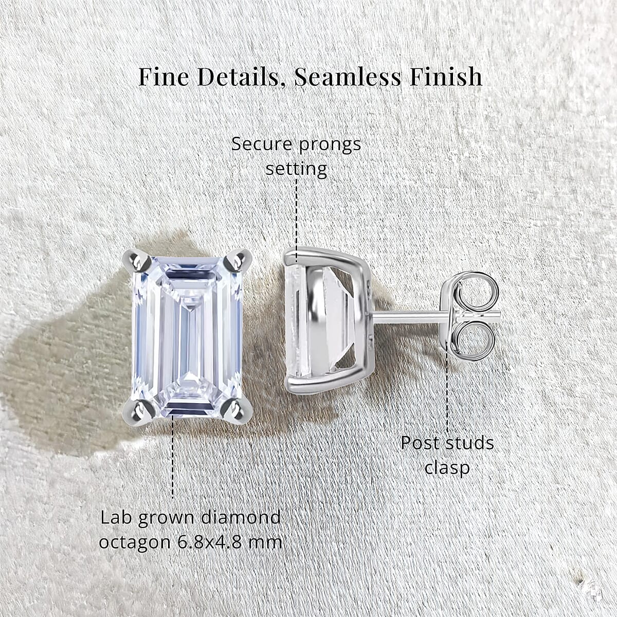 IGI Certified Luxuriant Lab Grown Diamond E-F VS 2.00 ctw Solitaire Stud Earrings in 10K White Gold image number 5