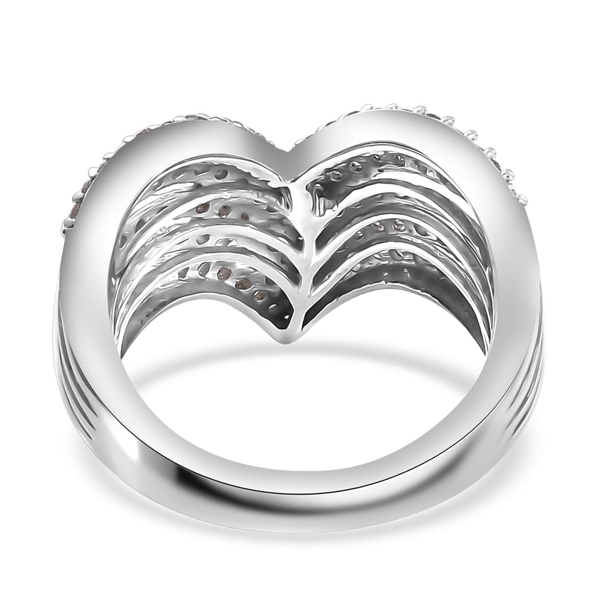 White Diamond 1.00 ctw Chevron Ring in Rhodium Over Sterling Silver (Size 10.0) image number 4