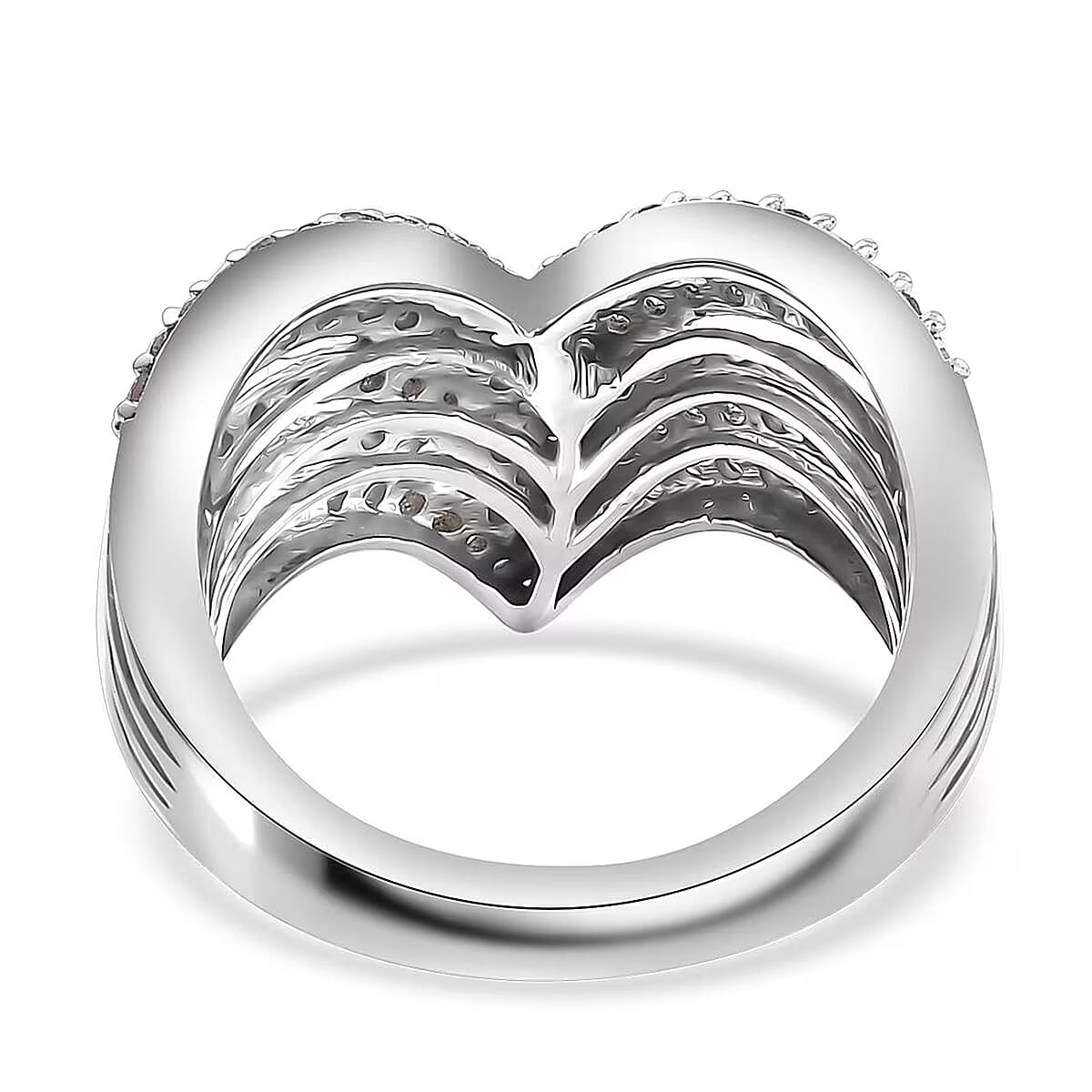 D'Joy White Diamond 1.00 ctw Chevron Ring in Rhodium Over Sterling Silver (Size 8.0) image number 6