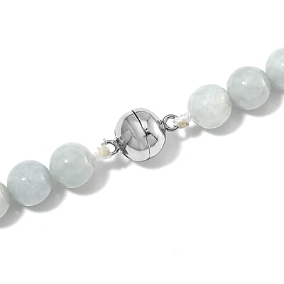 Natural Jade 620.00 ctw Beaded 3 Row Necklace in Rhodium Over Sterling Silver 18 Inches