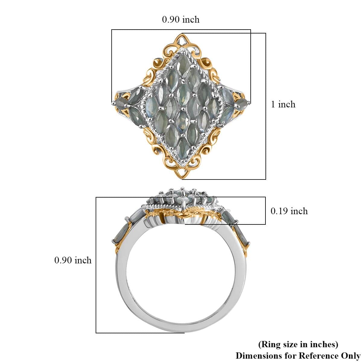 Narsipatnam Alexandrite 1.70 ctw Majesty Ring in Vermeil YG and Rhodium Over Sterling Silver (Size 10.0) image number 5