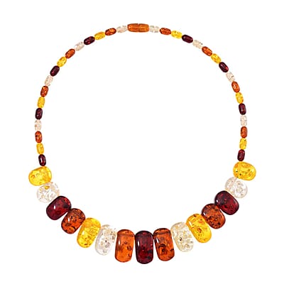 Simulated Multi Color Amber Beaded Necklace 21.5 Inches