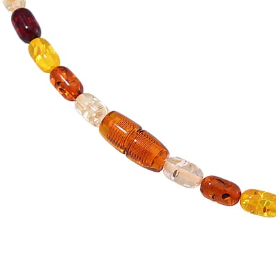 Simulated Multi Color Amber Beaded Necklace 21.5 Inches