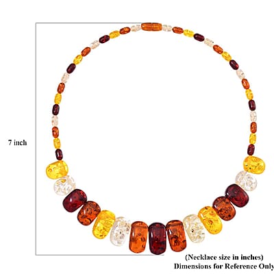 Simulated Multi Color Amber Beaded Necklace 21.5 Inches