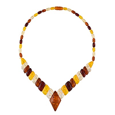 Simulated Multi Color Amber Beaded Necklace 21 Inches