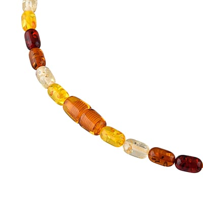 Simulated Multi Color Amber Beaded Necklace 21 Inches