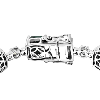 Karis African Malachite and Peridot 33.90 ctw Link Bracelet in Platinum Bond (6.50 In)