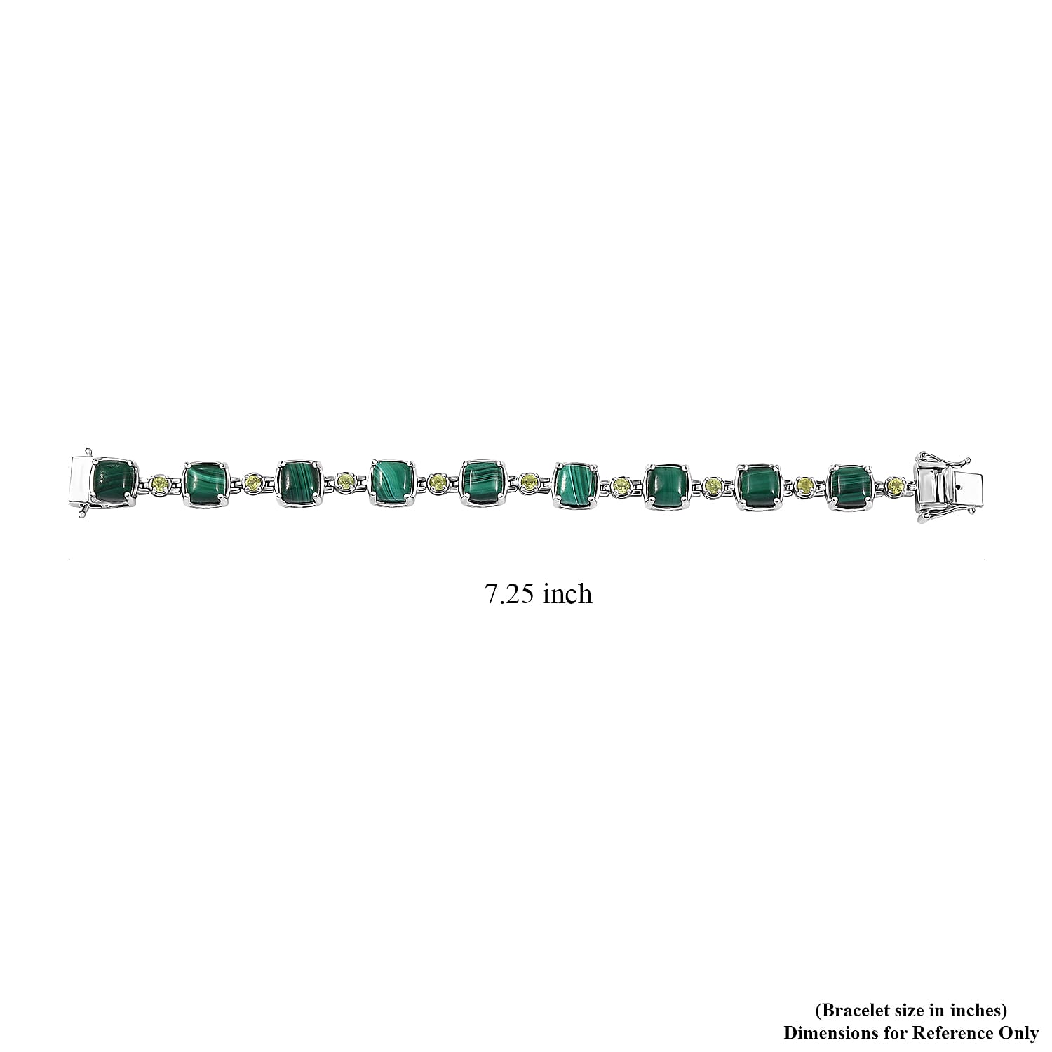 Karis African Malachite and Peridot 33.90 ctw Link Bracelet in Platinum Bond (6.50 In)