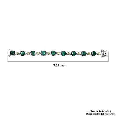 Karis African Malachite and Peridot 33.90 ctw Link Bracelet in Platinum Bond (6.50 In)