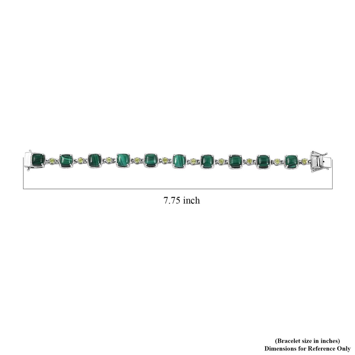 Karis African Malachite and Peridot 37.65 ctw Cluster Bracelet in Platinum Bond (7.25 In) image number 4