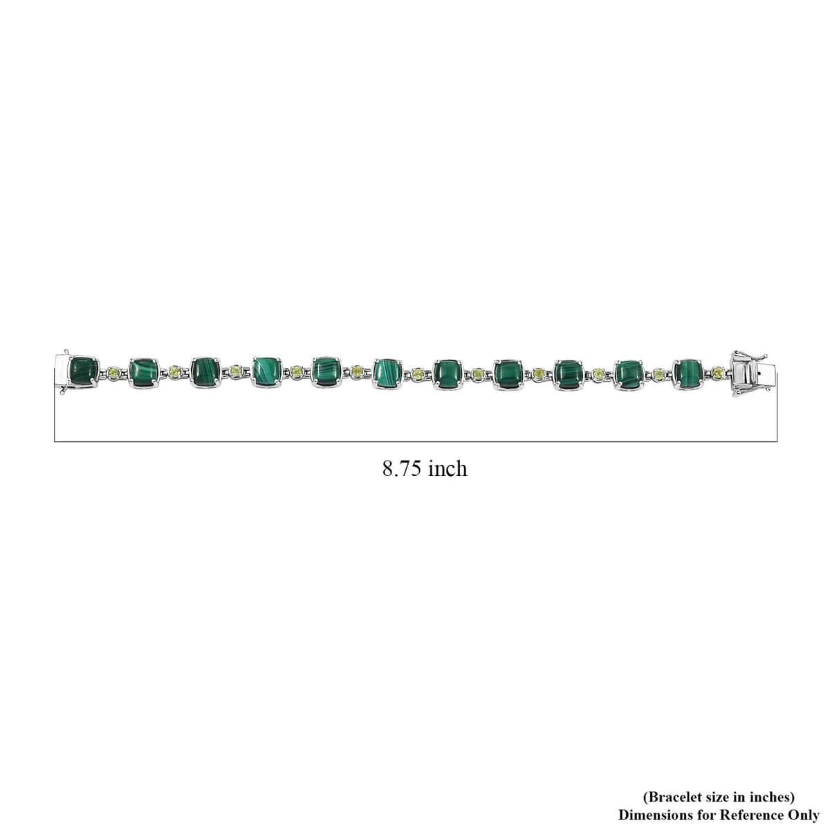 Karis African Malachite and Peridot 41.40 ctwCluster Bracelet in Platinum Bond (8.00 In) image number 4