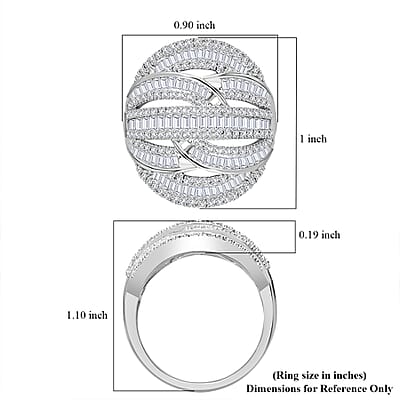 D'Joy Diamond 1.50 ctw Cross-over Bridge Ring in Platinum Over Sterling Silver (Size 10.0)