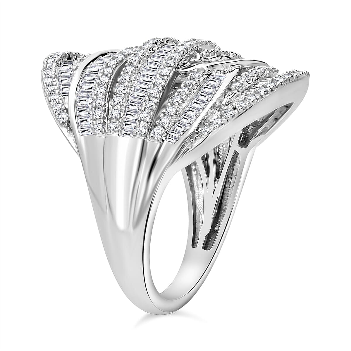 Diamond Ring in Platinum Over Sterling Silver (Size 5.0) 1.50 ctw image number 2
