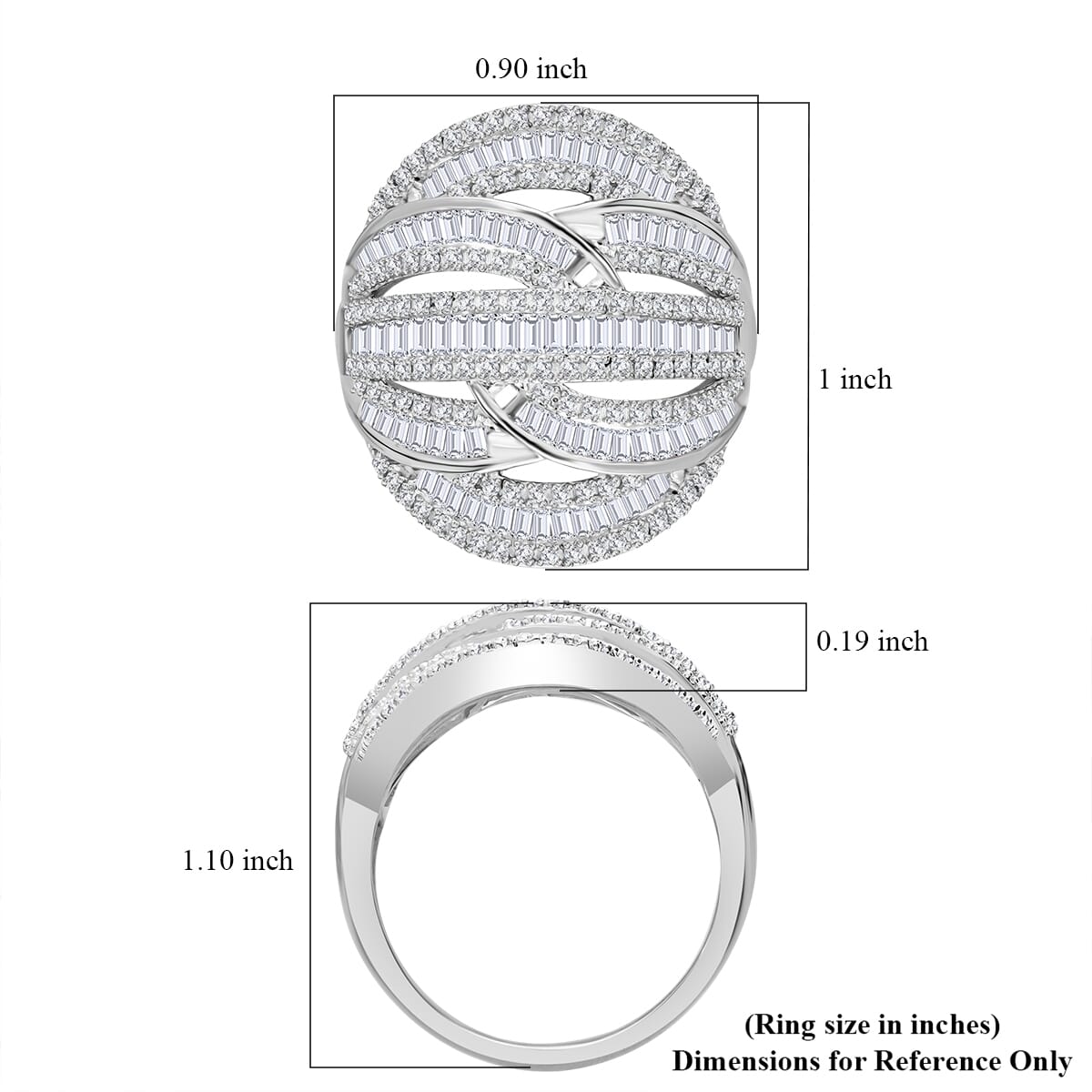 D'Joy Diamond 1.50 ctw Cross-over Bridge Ring in Platinum Over Sterling Silver (Size 6.0) image number 4