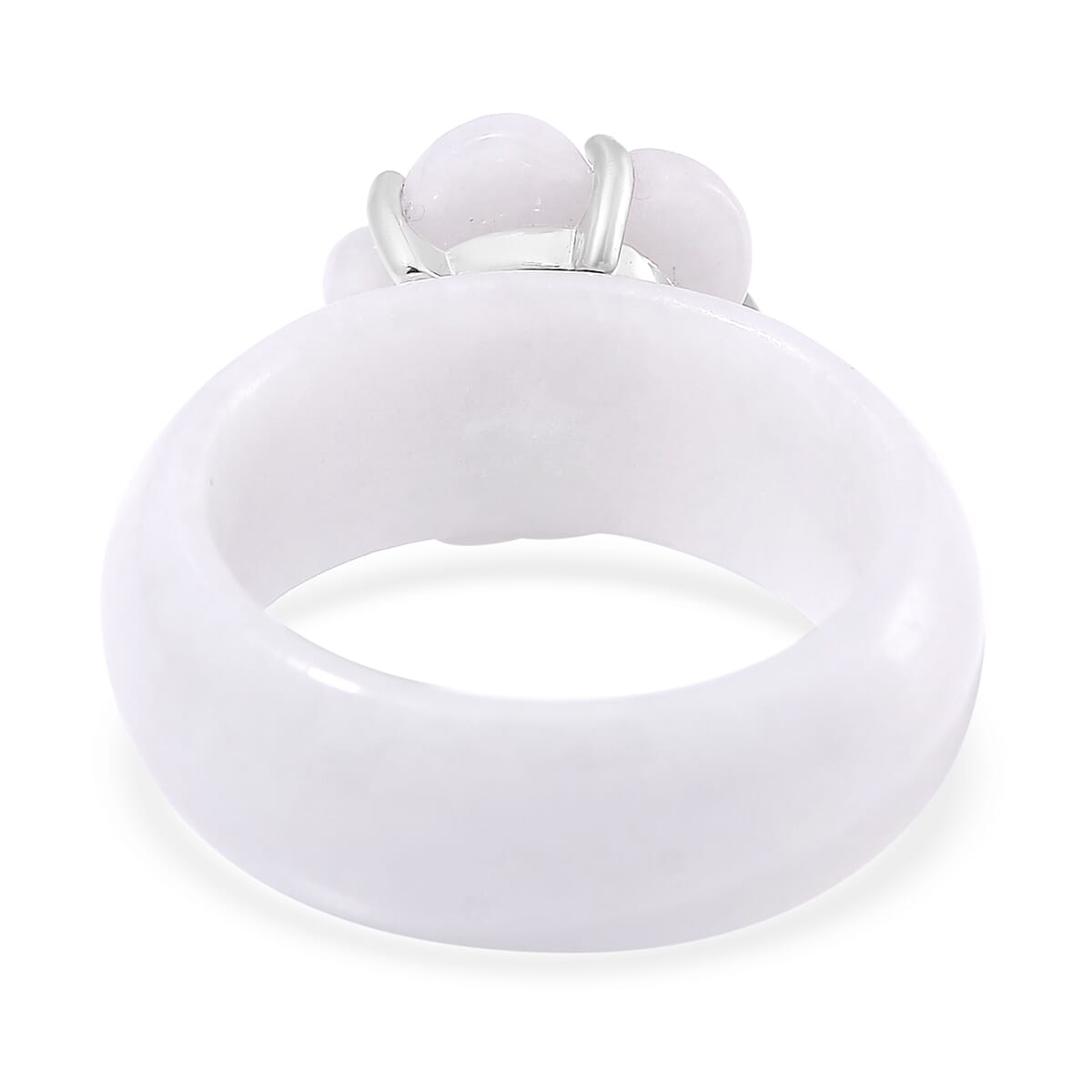 Natural Jade Carved and Mozambique Garnet 37.10 ctw Floral Ring in Sterling Silver (Size 9.0) image number 3