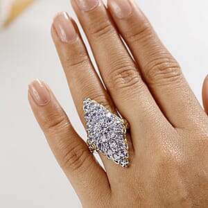 D'Joy Tanzanite 4.15 ctw Victorian Era Ring in 18K Vermeil YG and Rhodium Over Sterling Silver (Size 7.0)