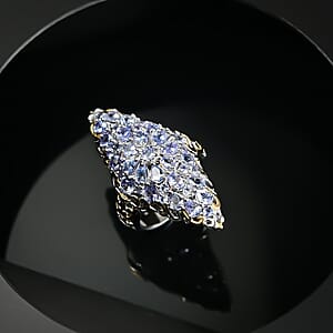 D'Joy Tanzanite 4.15 ctw Victorian Era Ring in 18K Vermeil YG and Rhodium Over Sterling Silver (Size 8.0)