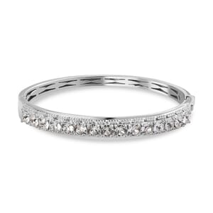 Karis J Francis Embellished with Crystal by Swarovski Bangle in Platinum Bond (7.25 In) 6.60 ctw