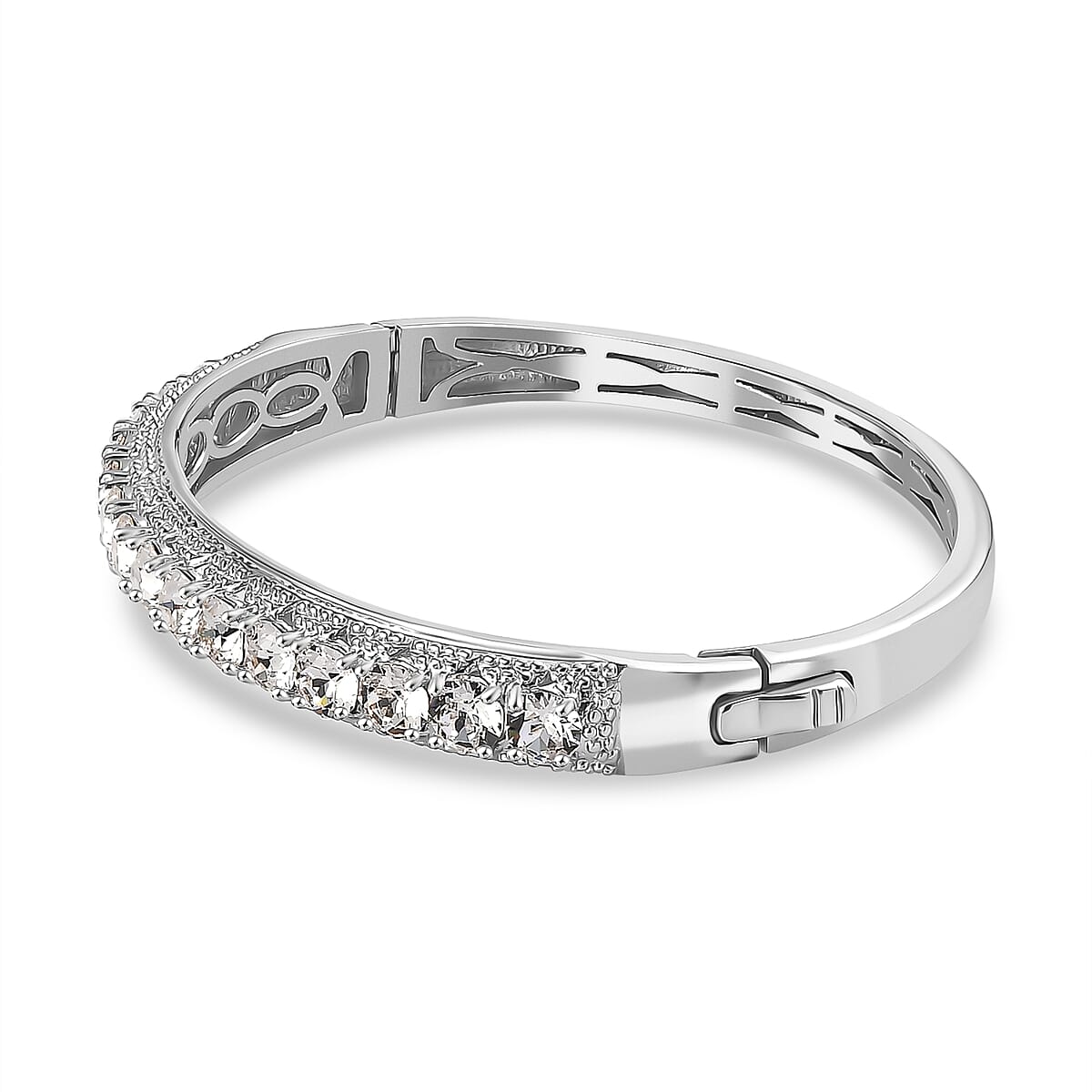 Karis J Francis Embellished with Crystal by Swarovski Bangle in Platinum Bond (7.25 In) 6.60 ctw image number 3