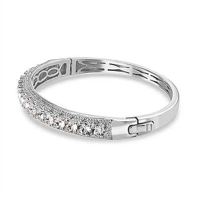 Karis J Francis Embellished with Crystal by Swarovski Bangle in Platinum Bond (7.25 In) 6.60 ctw