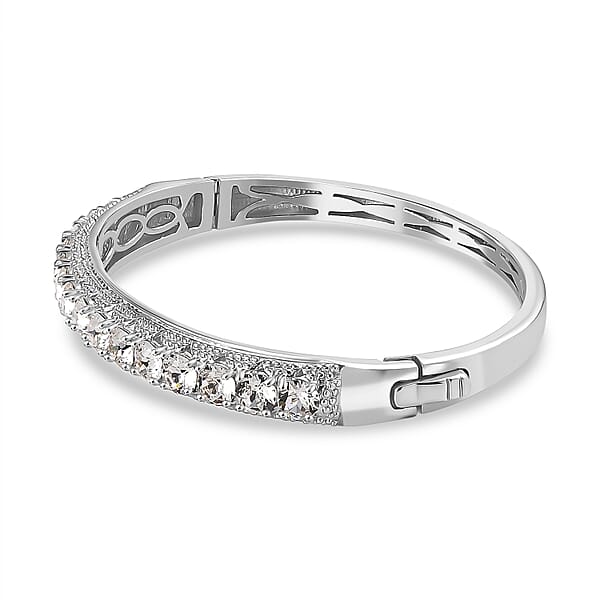 Karis J Francis Embellished with Crystal by Swarovski Bangle in Platinum Bond (7.25 In) 6.60 ctw