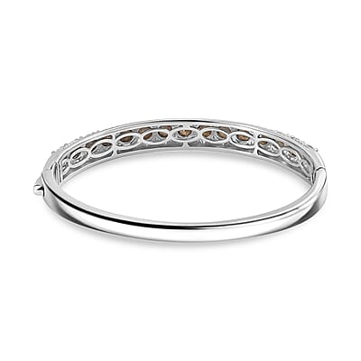 Karis J Francis Embellished with Crystal by Swarovski Bangle in Platinum Bond (7.25 In) 6.60 ctw