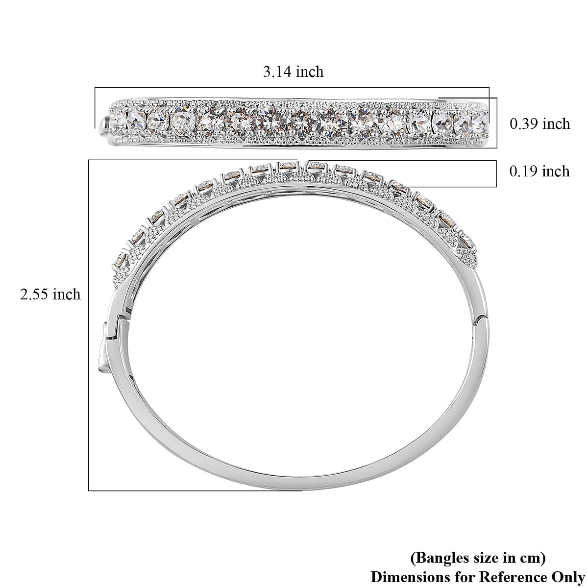 Karis J Francis Embellished with Crystal by Swarovski Bangle in Platinum Bond (7.25 In) 6.60 ctw image number 5