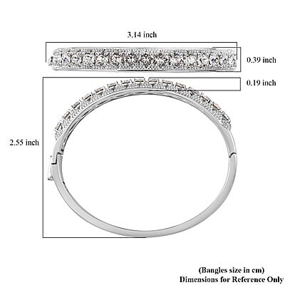 Karis J Francis Embellished with Crystal by Swarovski Bangle in Platinum Bond (7.25 In) 6.60 ctw