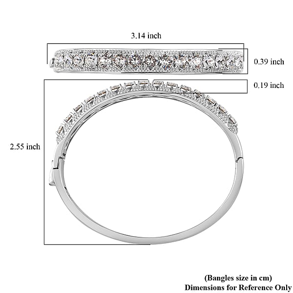 Karis J Francis Embellished with Crystal by Swarovski Bangle in Platinum Bond (7.25 In) 6.60 ctw
