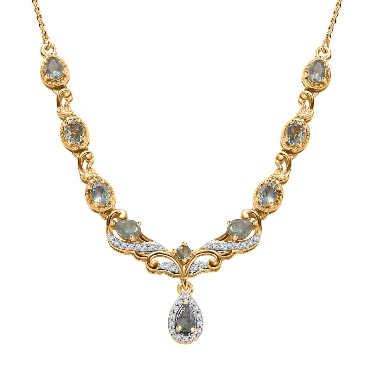 Narsipatnam Alexandrite and White Zircon 1.65 ctw Twilight Necklace in 18K Vermeil Yellow Gold Over Sterling Silver 18 Inches image number 0