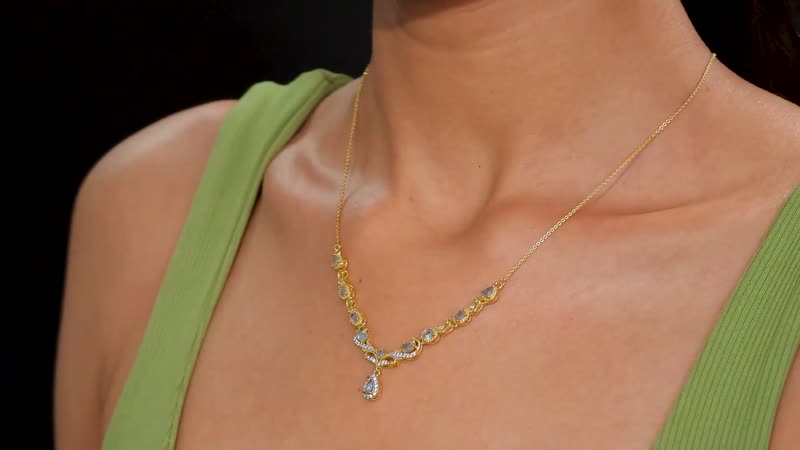 D'Joy Narsipatnam Alexandrite and White Zircon 1.65 ctw Twilight Necklace in 18K Vermeil Yellow Gold Over Sterling Silver 18 Inches