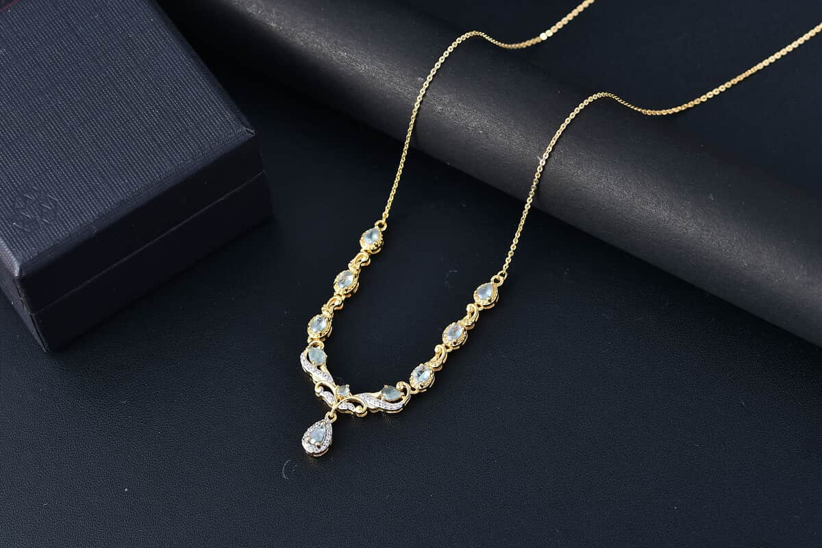 Narsipatnam Alexandrite and White Zircon 1.65 ctw Twilight Necklace in 18K Vermeil Yellow Gold Over Sterling Silver 18 Inches image number 1