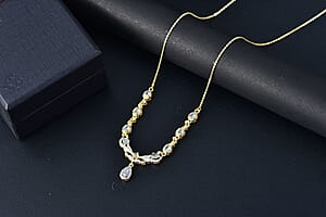 D'Joy Narsipatnam Alexandrite and White Zircon 1.65 ctw Twilight Necklace in 18K Vermeil Yellow Gold Over Sterling Silver 18 Inches