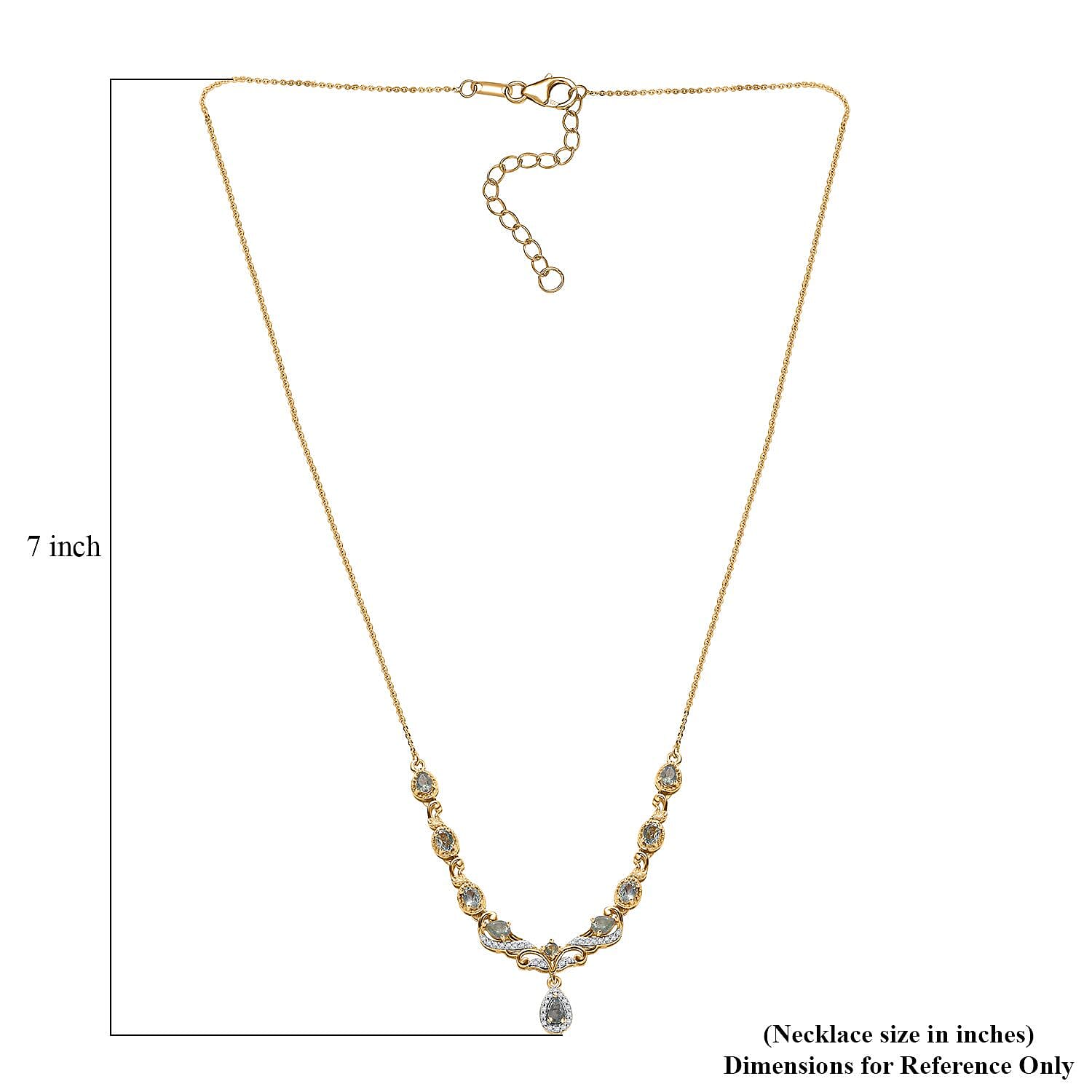 D'Joy Narsipatnam Alexandrite and White Zircon 1.65 ctw Twilight Necklace in 18K Vermeil Yellow Gold Over Sterling Silver 18 Inches